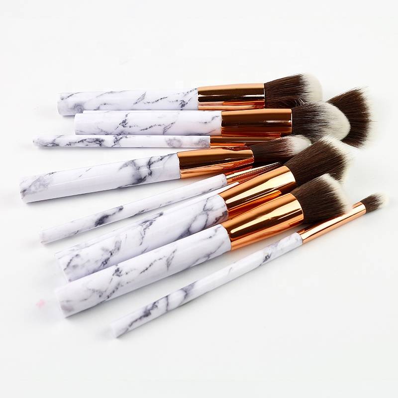 2018 Hot Sale 10 Marble Makeup Brush Private Label Makeup Brush Set